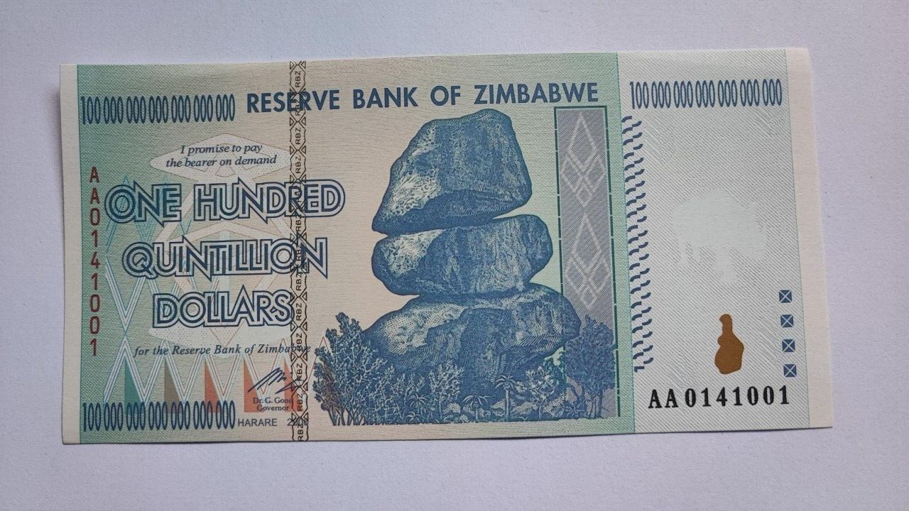 10xZimbabwe 100 Quintillion Dollars Banknotes, read description - worldbanknote