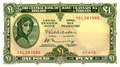 Ireland Lady Lavery 1 pound Note 1975 UNC /B49 - worldbanknote