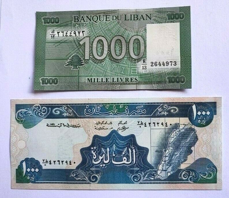A Set Of Two LEBANON 1000 Livres UNC Banknote 1998-2012 - worldbanknote
