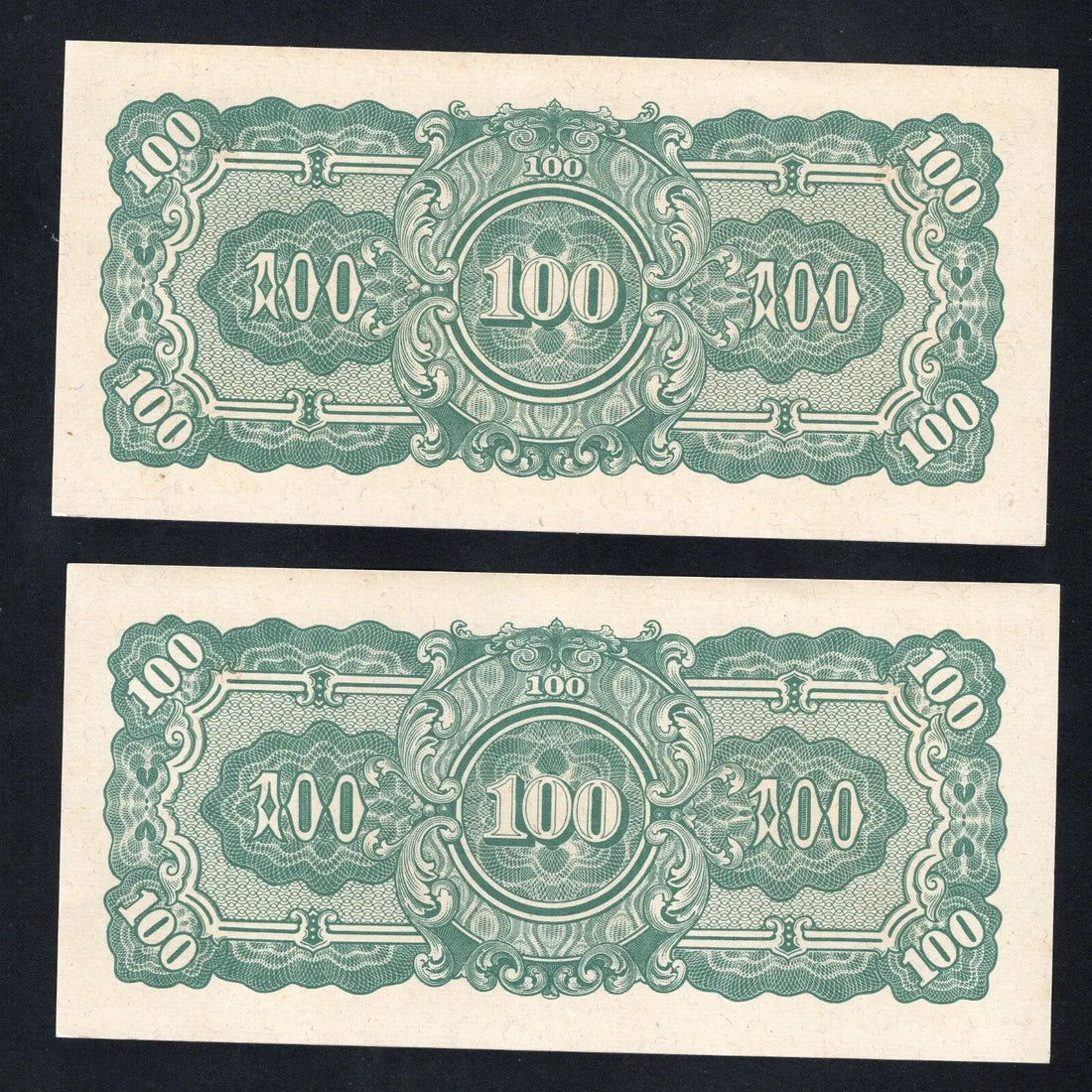 2x1944 Burna 100 Rupees - WWII Japanese Government - Japanese Invasion Money UNC