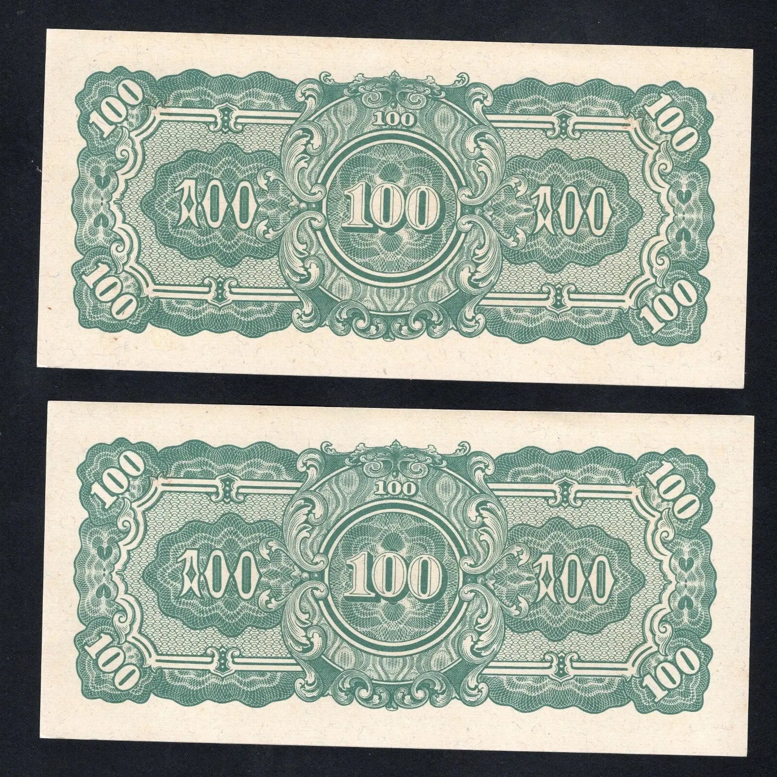2x1944 Burna 100 Rupees - WWII Japanese Government - Japanese Invasion Money UNC