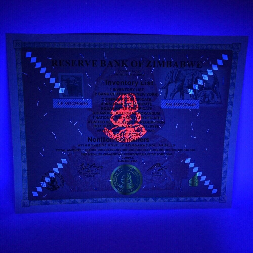 Zimbabwe Nonillon Containers Scroll Banknote 54 Zero Paper Money With UV - worldbanknote