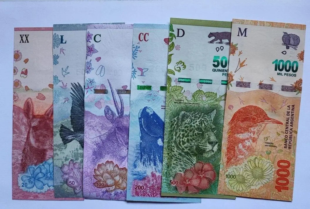 ARGENTINA Set 6 Pcs 20-50-100-200-500-1000 Pesos (2017/2020) UNC, P-361/366