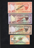 1978 SPECIMEN BAHRAIN BANKNOTES 100 FILS,1/4,1/2,1,5,10,20 DINARS UNC/D10