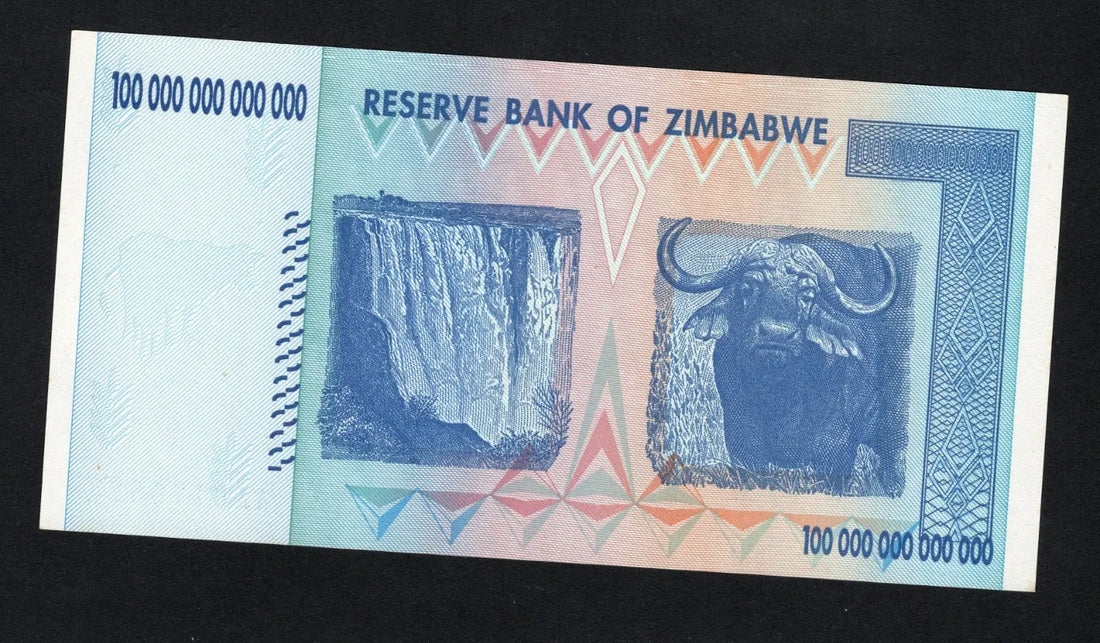 Zimbabwe 100 Trillion Dollar banknote. Genuine, AUNC AA Serial Number UV checked