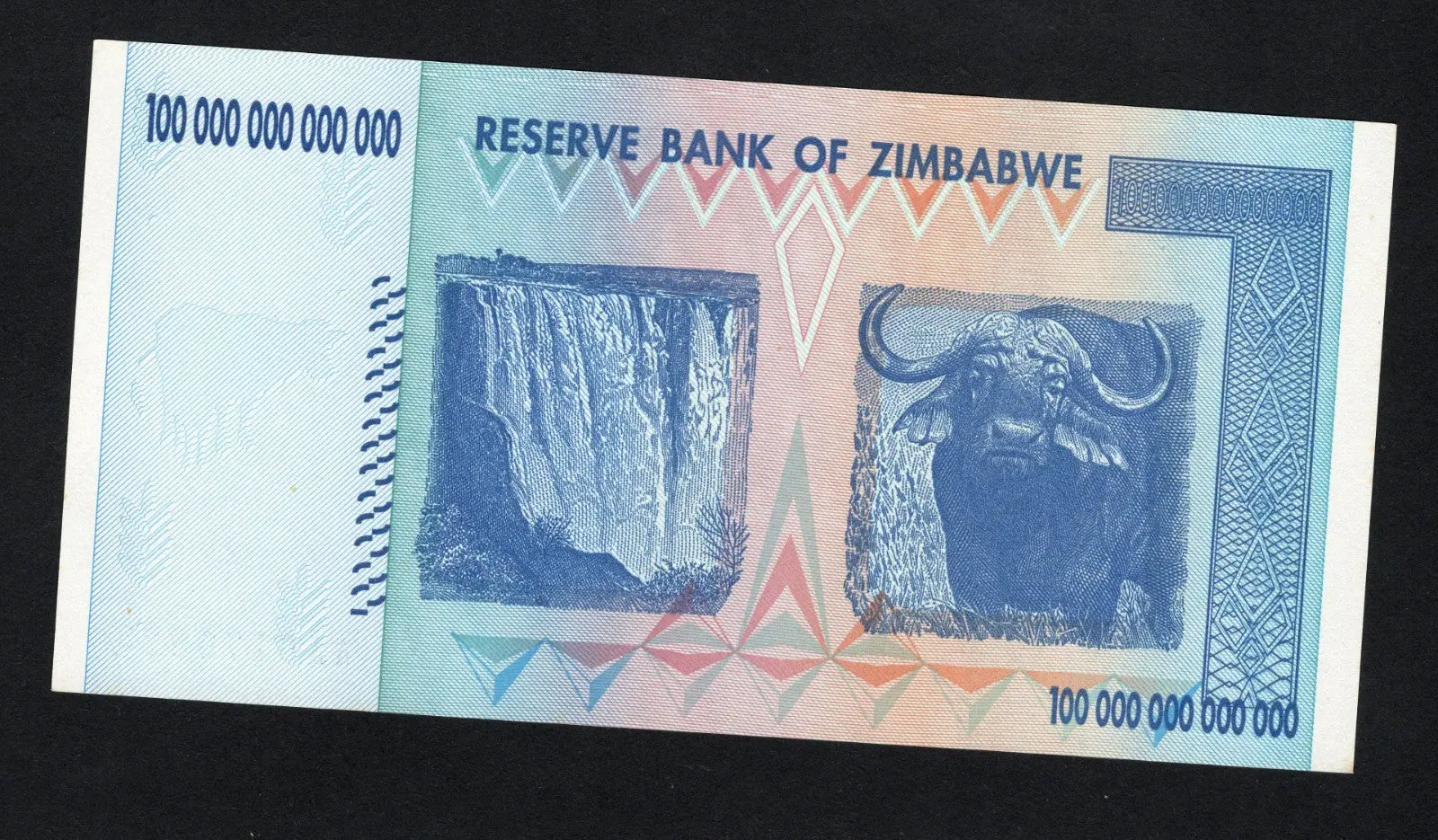 Zimbabwe 100 Trillion Dollar banknote. Genuine, AUNC AA Serial Number UV checked