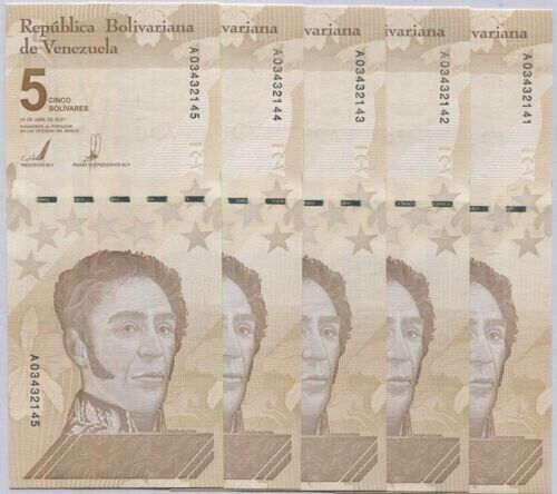 5xVenezuela 5 Bolivar Digital (Digitales) Banknote 5 Million Soberano - Unc - worldbanknote