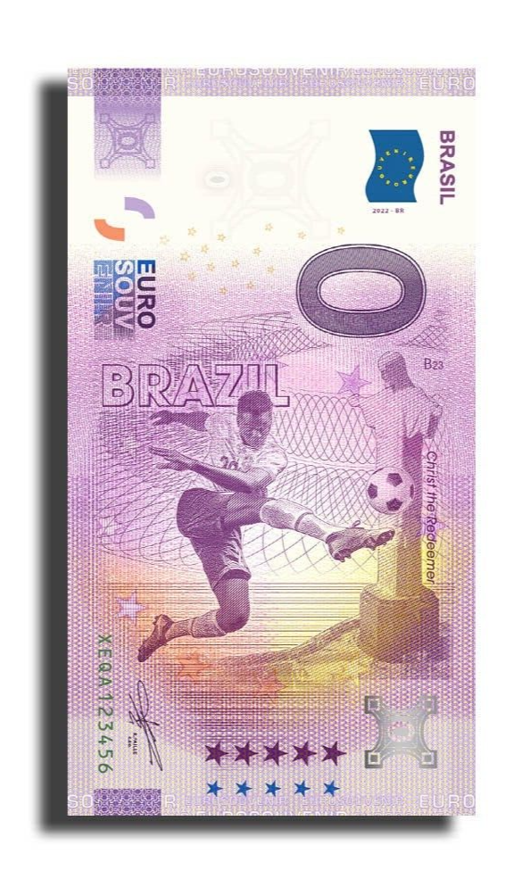 0 Euro Souvenir Banknote World Cup Qatar - Brazil  Official Euro Souvenir