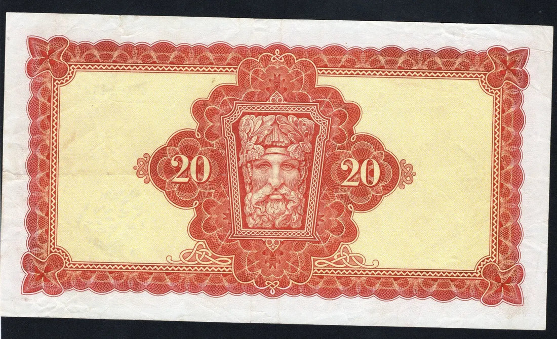 front of  Central Bank of Ireland, 20 Pounds 1976 VF/XF/V11