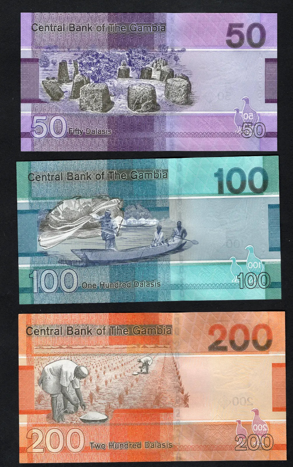GAMBIA: Banknotes full Set:5 10 20 50 100 200 Dalasis  2019  Uncirculated