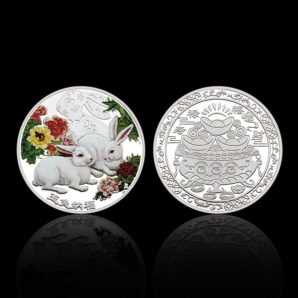 2pcs 2023 Year of The Rabbit Coin Chinese Zodiac Commemorative Medal in Capsule - worldbanknote
