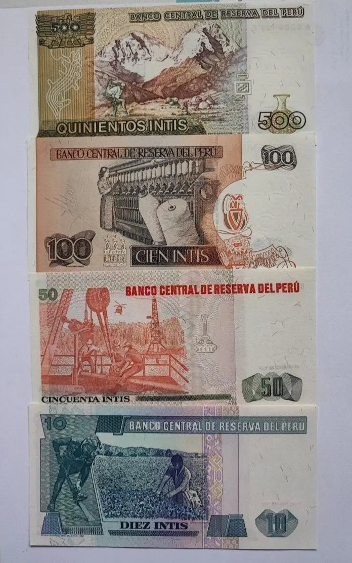 Peru 10 to 10000 Intis 1985 to 1990 UNC