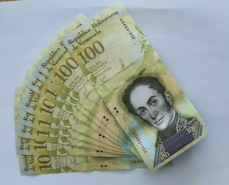 10xVenezuela 100000 Bolivares 2017 P-100b Banknotes UNC Fisrt Run Prefix A - worldbanknote