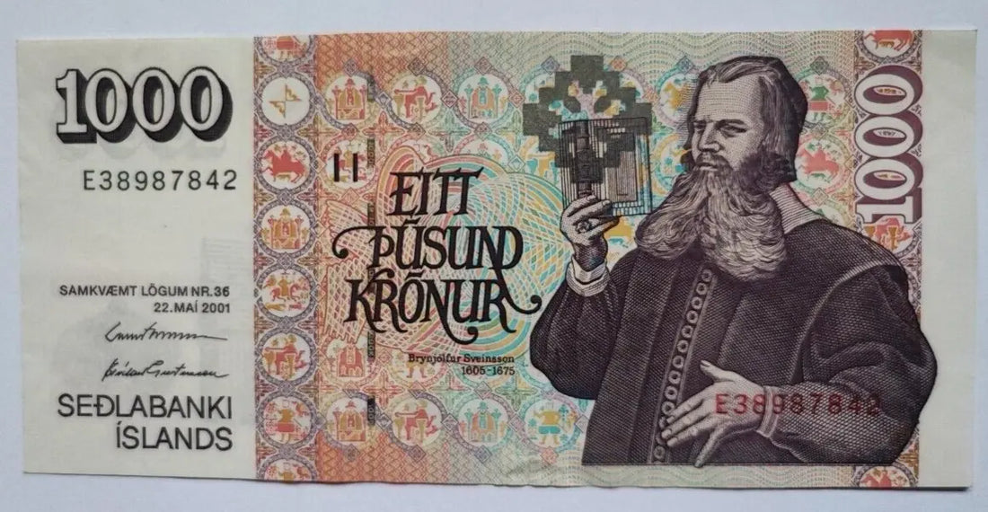 ICELAND 1000 KRONUR BANKNOTE UNC 2001 