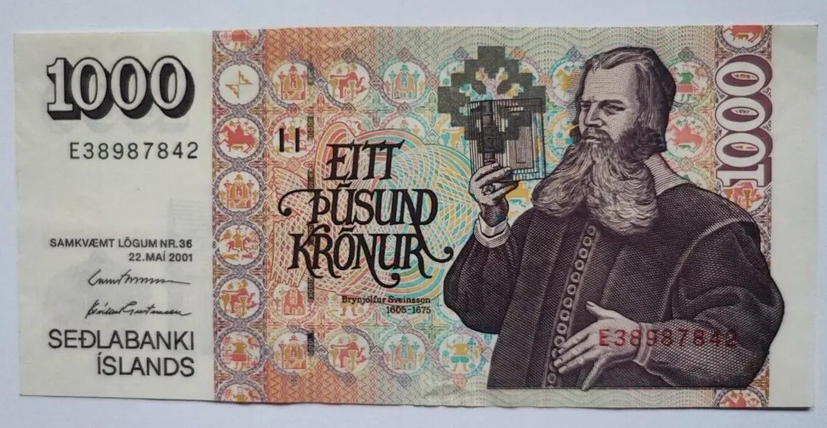 ICELAND 1000 KRONUR BANKNOTE UNC 2001 