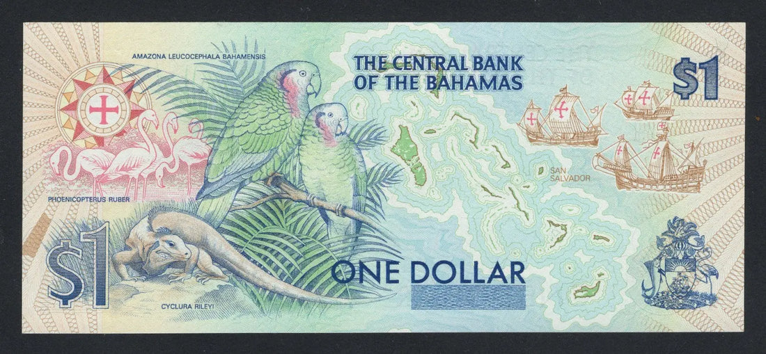 FRONT OF BAHAMAS 1 DOLLAR (P50a) N. D. (1992) COMMEMORATIVE ISSUE UNC/f10