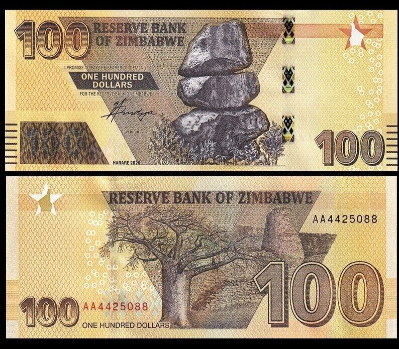 Zimbabwe 100 Dollars 2020(2021), P-New, UNC - worldbanknote