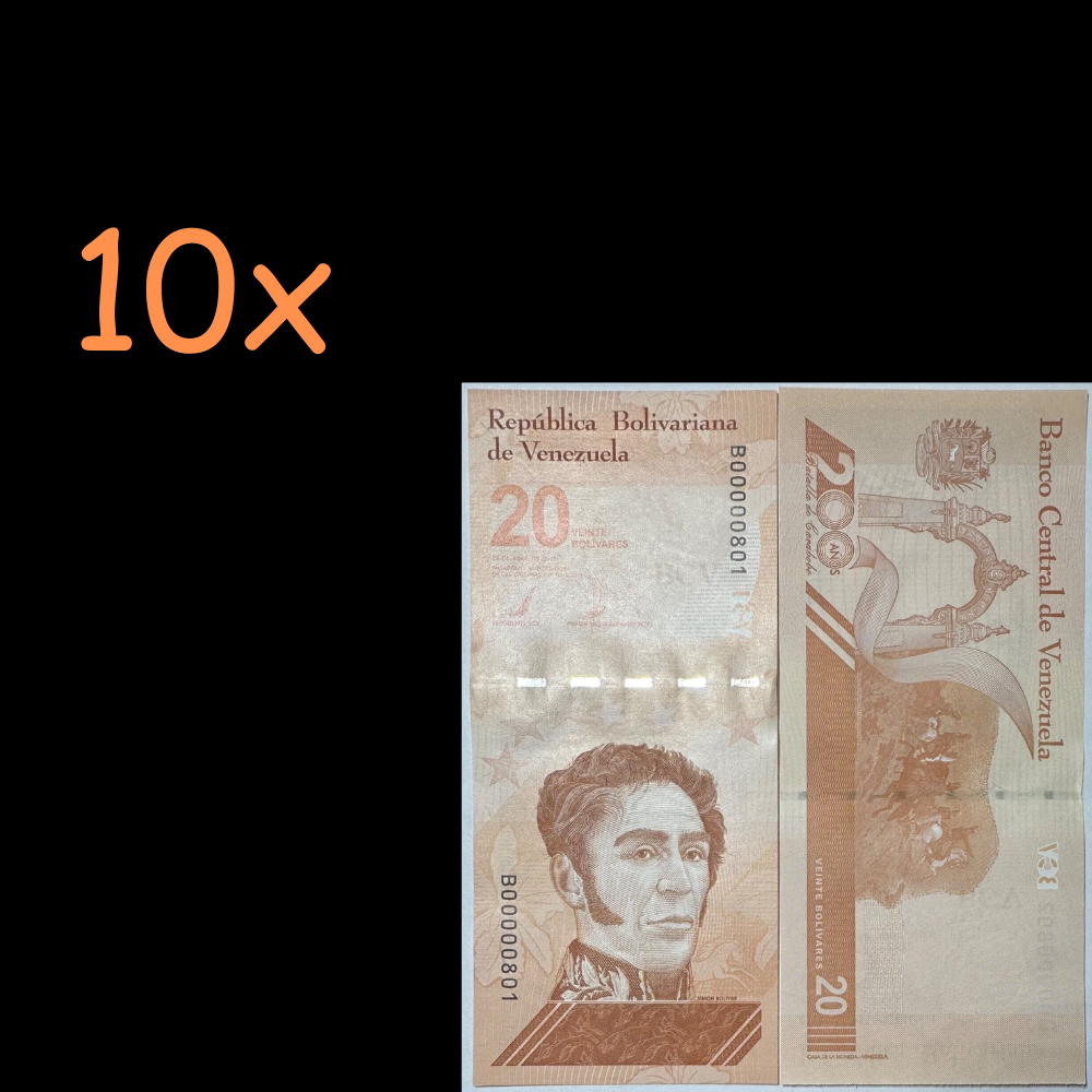 10 PCS VENEZUELA 20 BOLIVARES DIGITALES, 2021 UNC (20.000.000 BOLIVARES) - worldbanknote