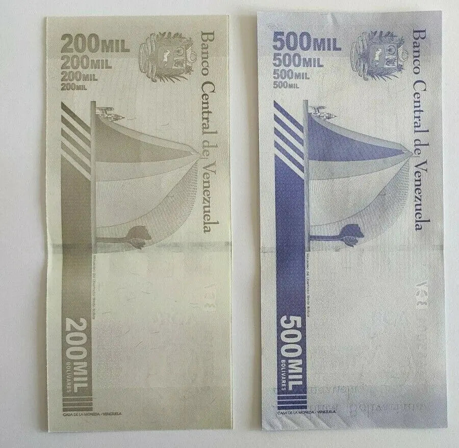 2020 Venezuela Bolivares Set $200,000 & $500,000 Unc