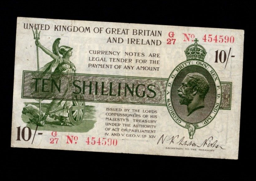 UNITED KINGDOM OF GREAT BRITAIN AND IRELAND 10 Shilings Fine/ref d4 - worldbanknote