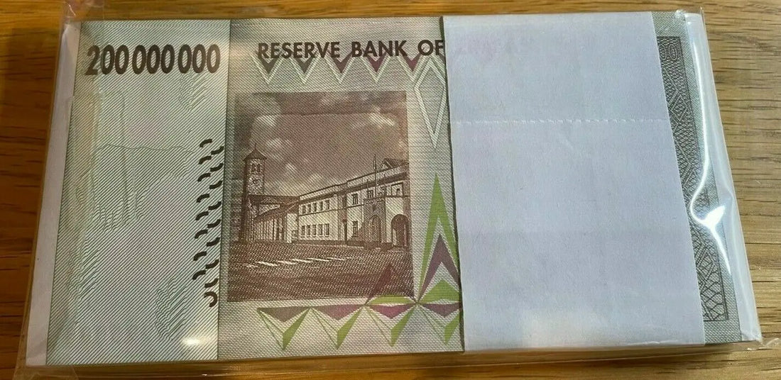 100 x 200 Million Zimbabwe Dollars Banknotes Bundle AA 2008 Consecutive UNC 