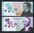 Set of 4 Republic of Texas Polymer Banknotes 20, 50, 100, 500 Dollars  Fantasy