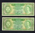BELIZE -2x 1 DOLLARS 1976 BANKNOTES VF/c1