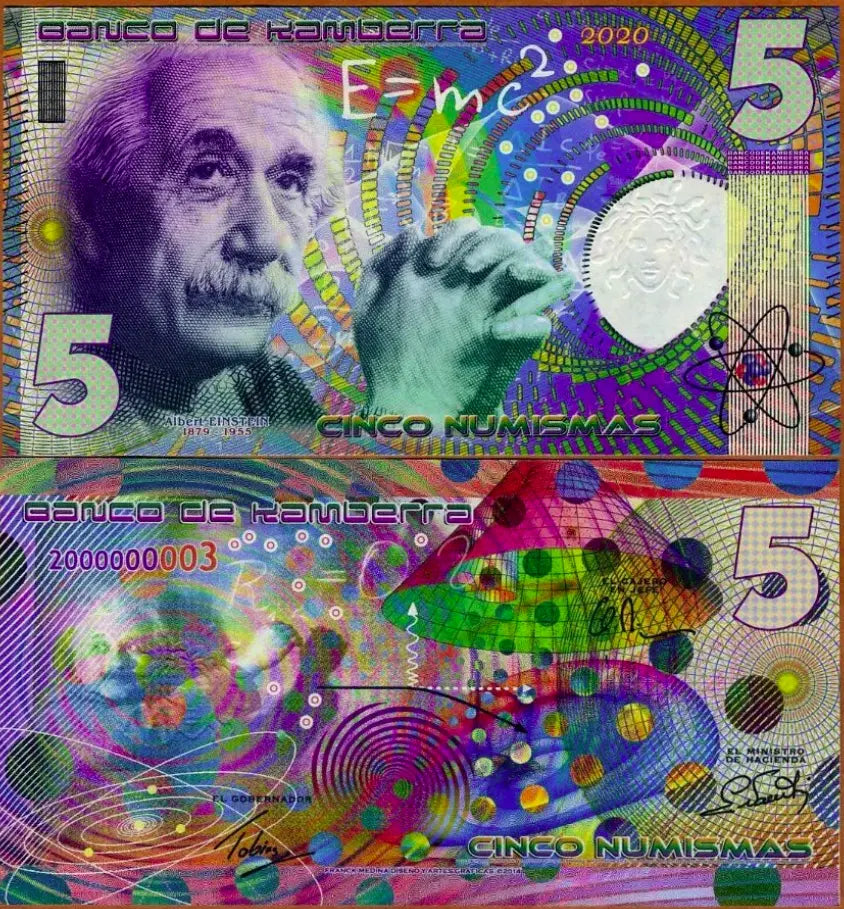 Kamberra 5 Numismas, 2020  Einstein, Fantasy Banknote