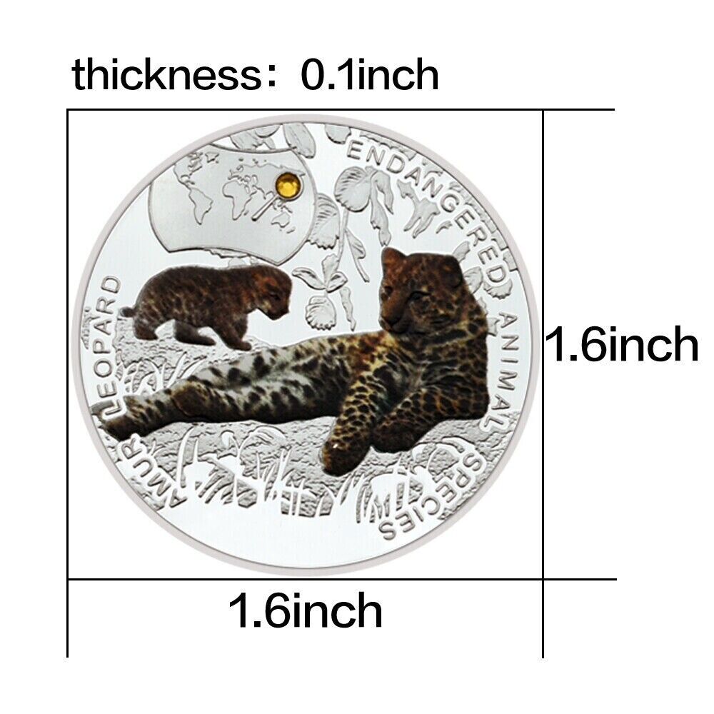 Art Ornaments Endangered Animal Species Amur Leopard Silver Plated Coins - worldbanknote