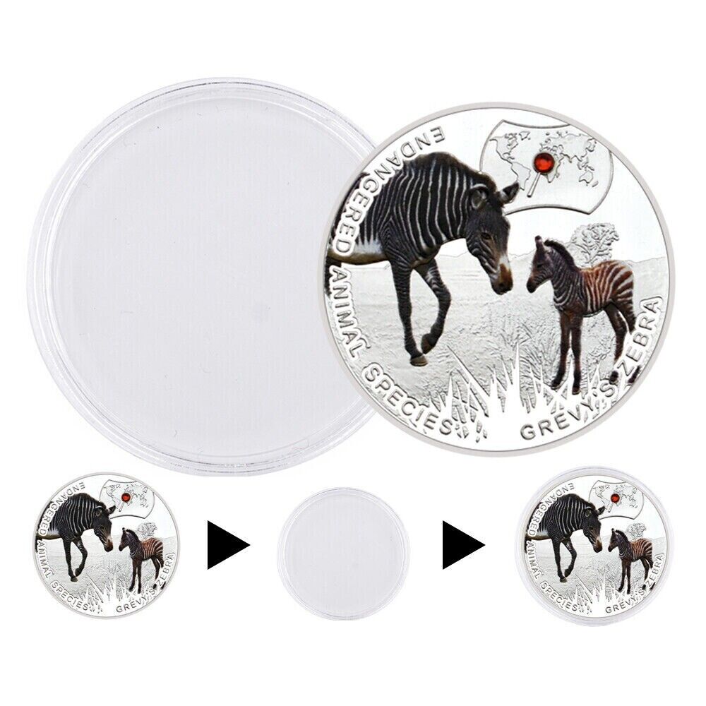 Souvenir Gifts Endangered Animal Species Grevy's Zebra Silver Plated Coin - worldbanknote