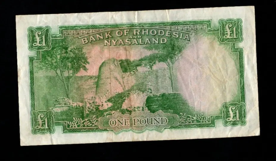 BANK OF RHODESIA AND NYASALAND RARE ONE POUND 1956 QUEEN ELIZABETH II/ref B4