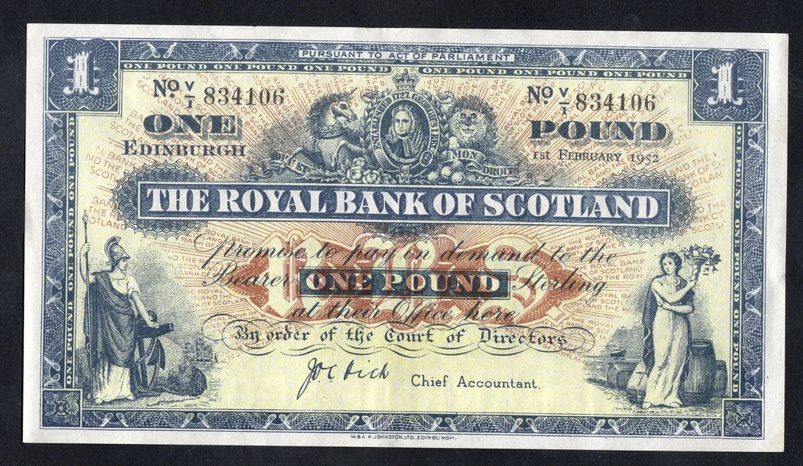 THE ROYAL BANK OF SCOTLAND £1 Banknotes 1952/66by Year & Prefix /REF D4