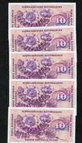 5xSwitzerland banknote P.45u 10 Francs 1972 AUNC/d15
