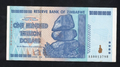 Zimbabwe 100 Trillion Dollar banknote. Genuine, AUNC AA Serial Number UV checked - worldbanknote