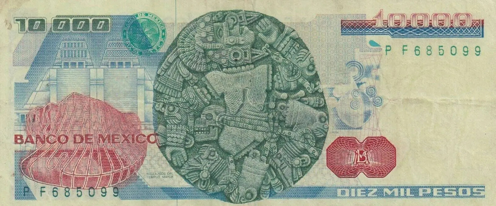 BANK OF MEXICO , 10000 PESOS 1988 VG/REF D22