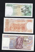 BACK OF BELGIUM  Lot 20, 50 + 100 Francs 1964-1974 AUNC/EF/D11 