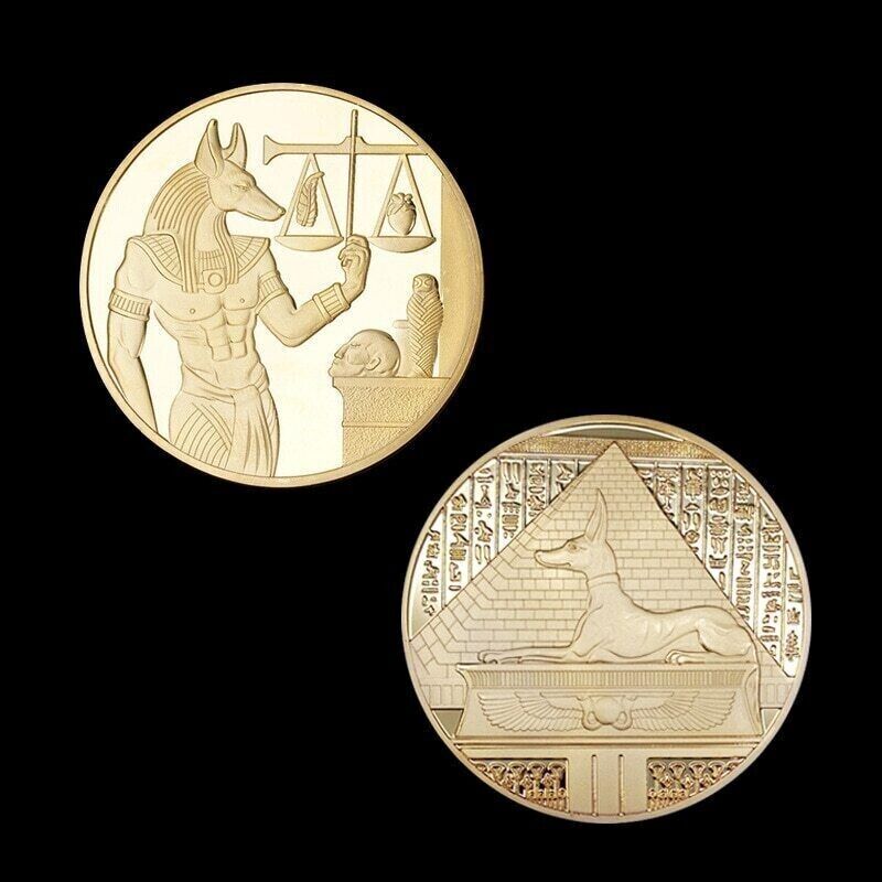 Gold Plated Egypt Soul Keeper Anubis Coin Commemorative - worldbanknote