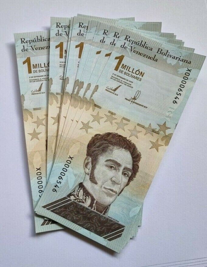 2020/21 One (1) UNC Venezuela Replacement X Serial Banknotes 1 Million Bs P114 - worldbanknote