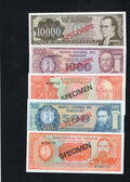 PARAGUAY 1979 SPECIMEN SET of 5 BANKNOTES /d10