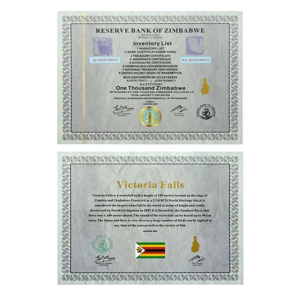 New Large Zimbabwe Coupon One Thousand with UV Mark for Collection