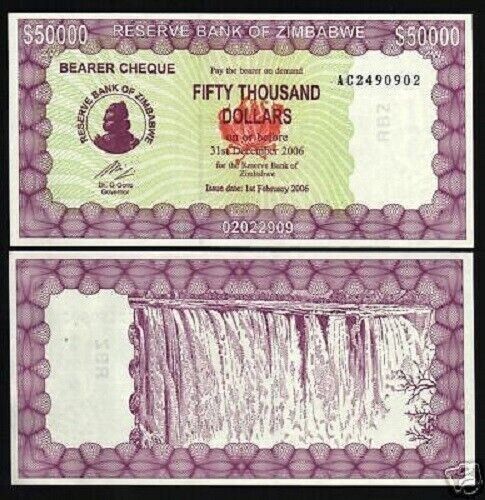 Zimbabwe 50000 Dollars 2006 Very Fine - worldbanknote