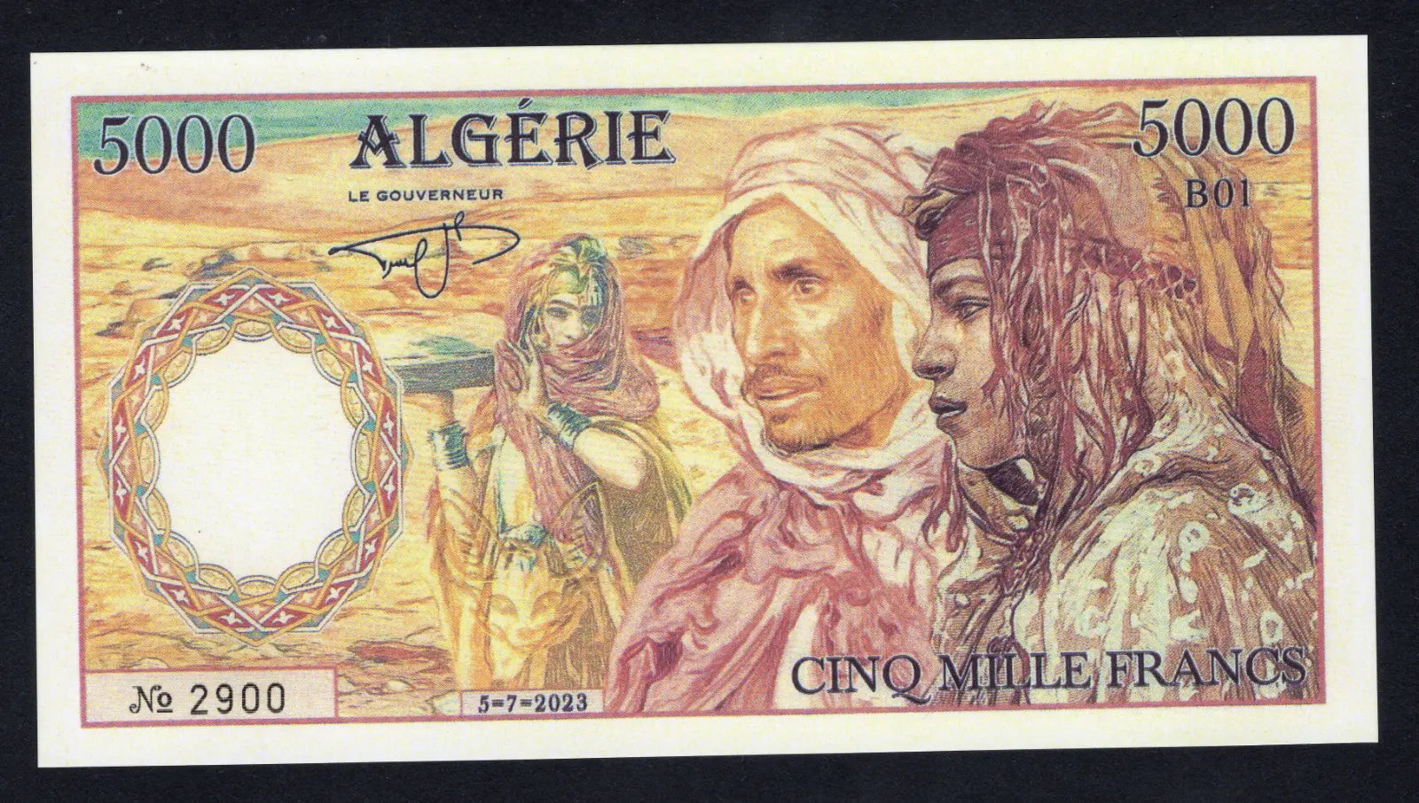 front of Algeria  5000 Francs Fantasy Art Banknote/2023