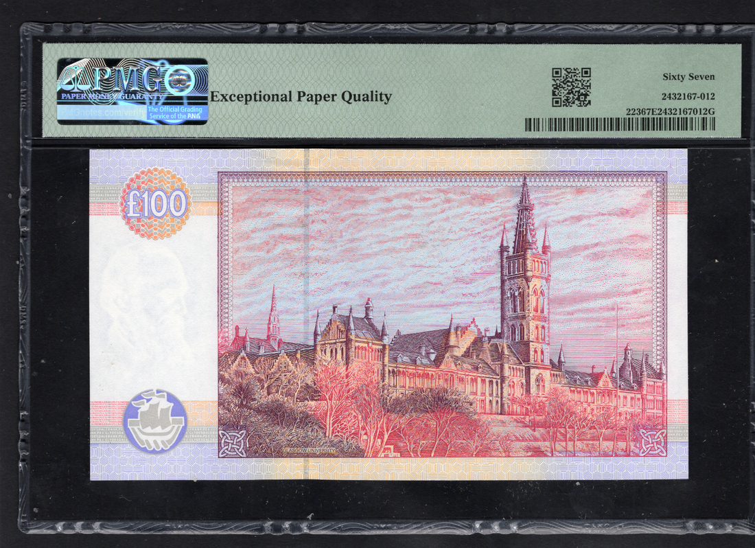 Scotland 1996  100 Pounds P223 Clydesdale Bank  PMG 67 EPQ Super Gem UNC Low Se.