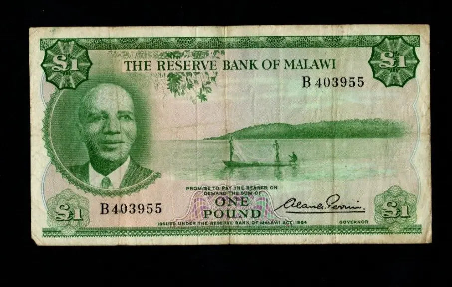 MALAWI One Pound  Banknote (L.1964)  Damaged /ref b4