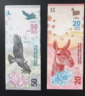 Argentina 20 pesos P361 (2017) 50 pesos P363  (2018) UNC