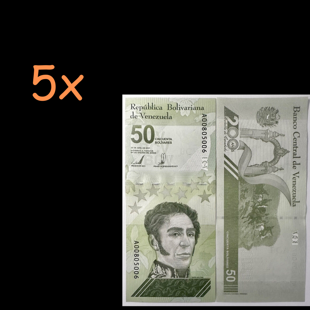 Venezuela 50 Bolivar Digitales, 2021, UNC 50 Million Soberano X 5 PCS - worldbanknote