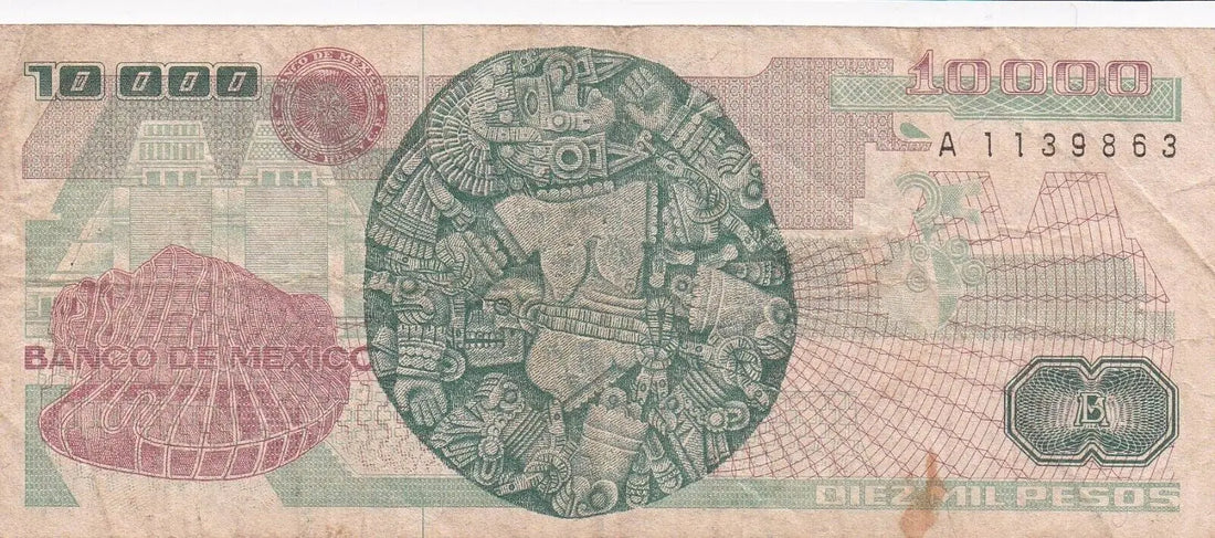 BANK OF MEXICO , 10000 PESOS 1988 VG/REF D2
