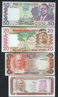 SET OF 4  SIERRA LEONE BANKNOTES  50 CENTS TO 50 LEONES VF/F10
