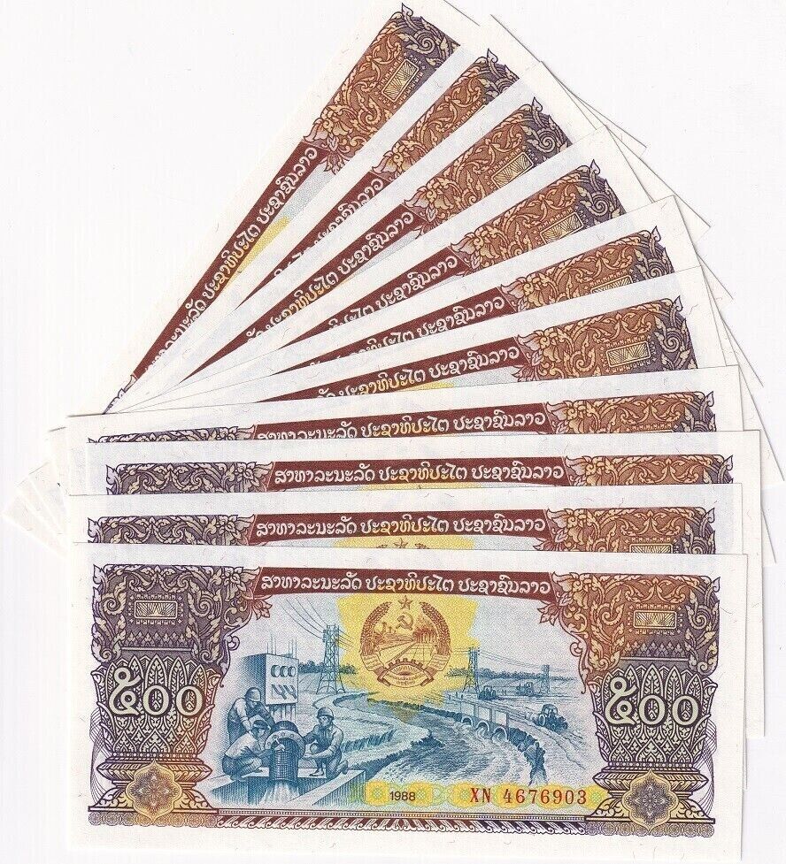 10xLao 500 Kip 1988, Laos UNC(65-70) Banknote Rare PP725 - worldbanknote