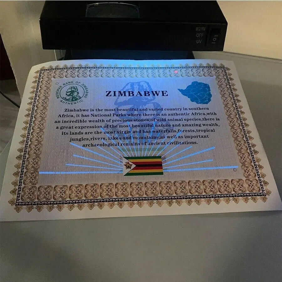 Zimbabwe ONE Centillion Containers Banknote Certificate Paper Money Gift